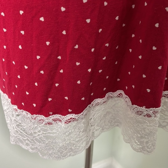 Soma Cool Nights Valentine’s Red heart print long sleeve button down pajama top - Picture 5 of 6